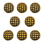 Set of 8 vintage gold grid knot metal buttons on display
