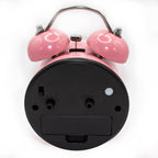 Back view of the silent movement twin bell alarm clock