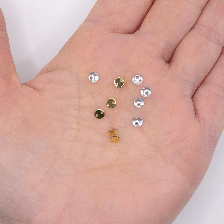40pcs W-1 4mm Clear White 2-Hole Sew-On Acrylic Round Rhinestones