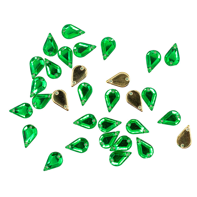 Two holes for secure sewing on the acrylic teardrop gem