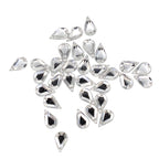 30 pink acrylic teardrop rhinestones with two holes for sewing.