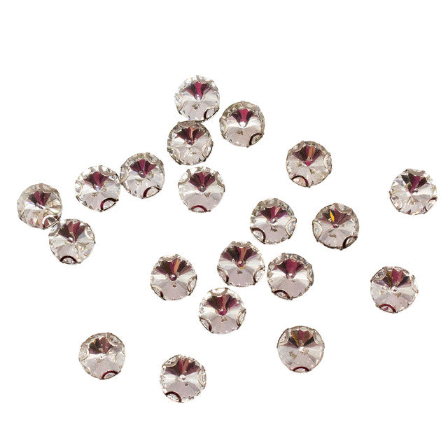 20pcs 10mm Purple Sew-On Pointback Rhinestones