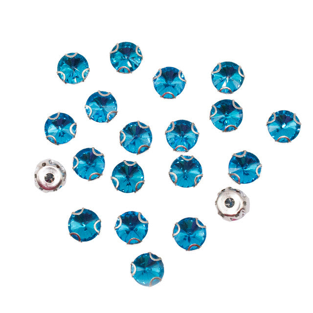20pcs 10mm Clear Sew-On Pointback Rhinestones