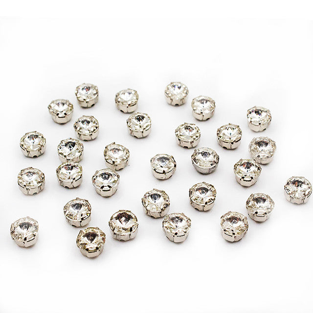 15pcs 12mm Purple Sew-On Pointback Rhinestones