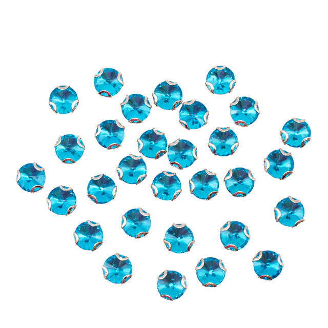 15pcs 12mm Clear Sew-On Pointback Rhinestones