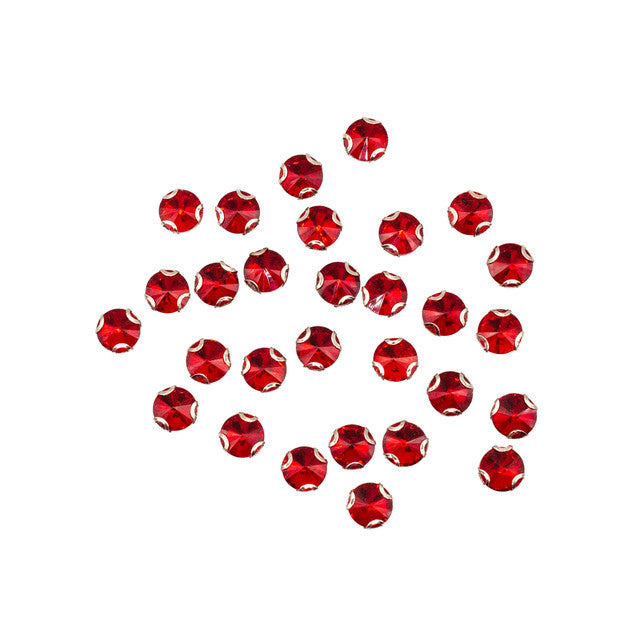 10pcs 14mm Red Sew-On Pointback Rhinestones