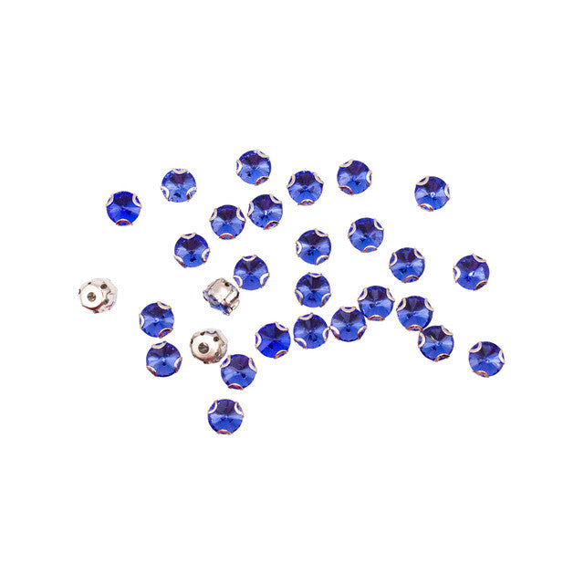 10pcs 14mm Blue Sew-On Pointback Rhinestones