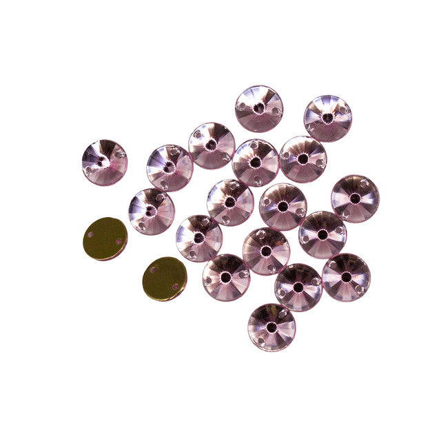 20 Pcs 10mm Light Pink Round Sew-On Rhinestones