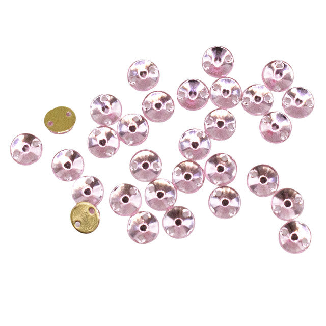 30 Pcs 6mm Light Pink Round Sew-On Rhinestones