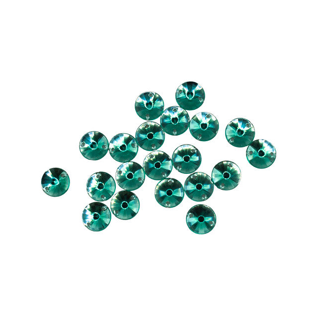 20 Pcs 10mm Emerald Green Round Sew-On Rhinestones