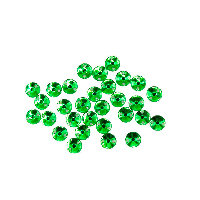 30 Pcs 6mm Emerald Green Round Sew-On Rhinestones