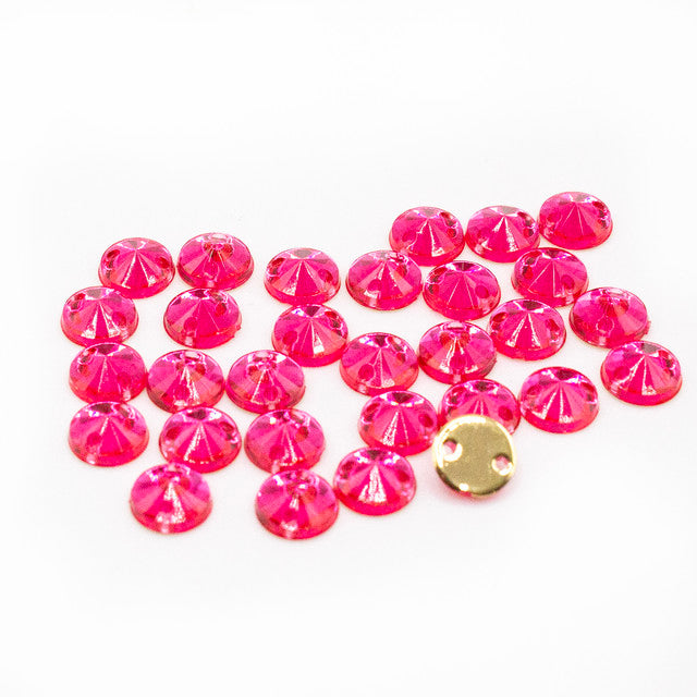 30 Pcs 6mm Pink Round Sew-On Rhinestones