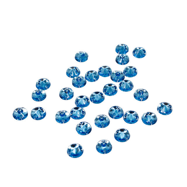 30 Pcs 6mm Sky Blue Round Sew-On Rhinestones