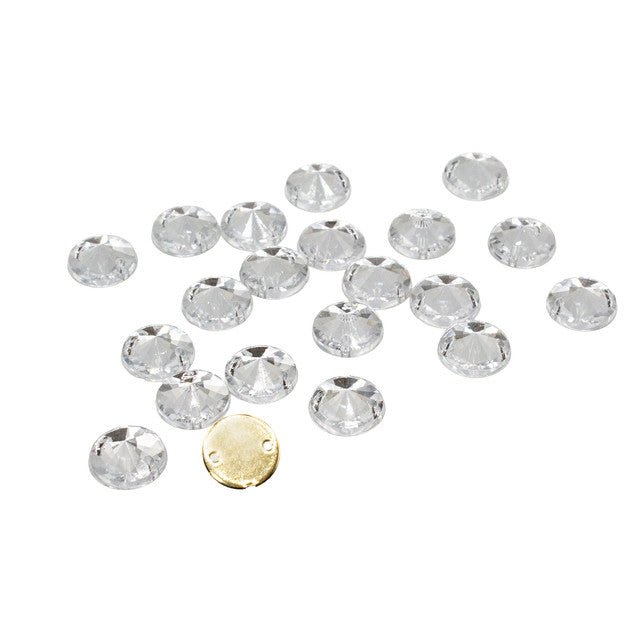 20 Pcs 10mm Clear Round Sew-On Rhinestones