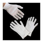 12 pairs of white cotton gloves displayed in packaging