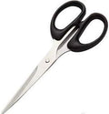 Pair of 160mm home and office scissors on a wooden table.
