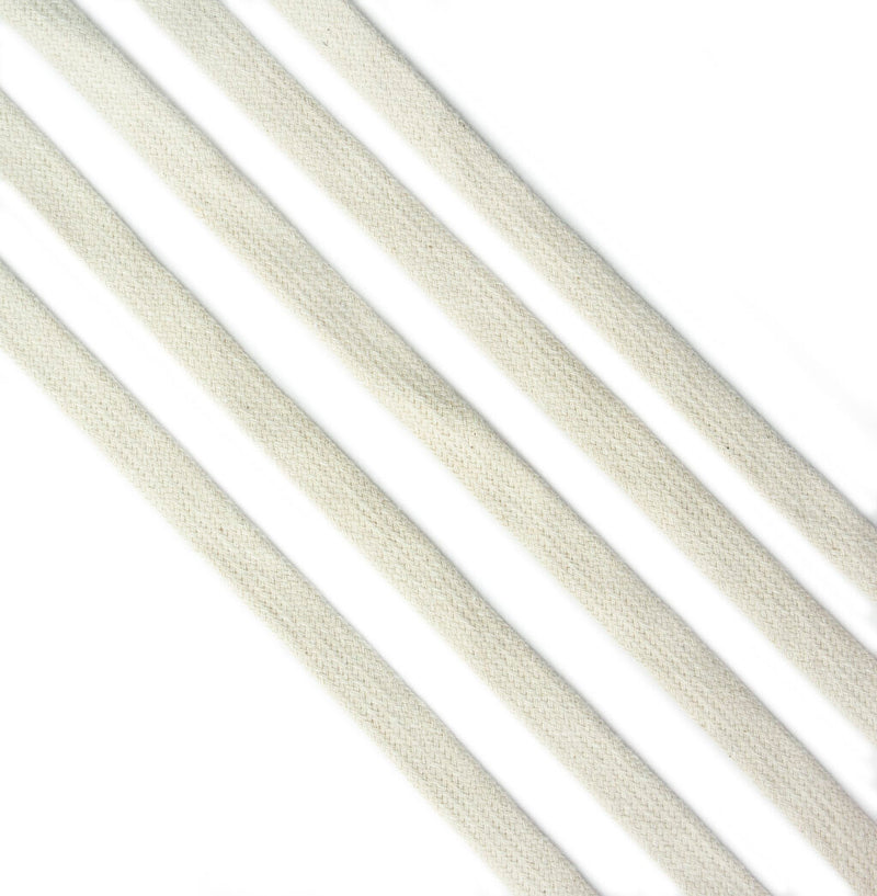 Cream 100% cotton flat rope cord trim displayed on a spool.