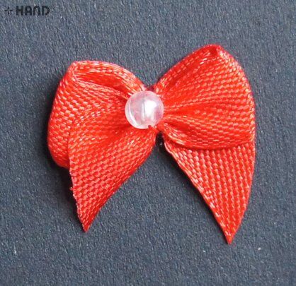 BO6 Small Decorative DIY Craft Ribbon Bow with a Pearl Trims, appx 100 a Pack, appx 10g (BO6-1 Red)