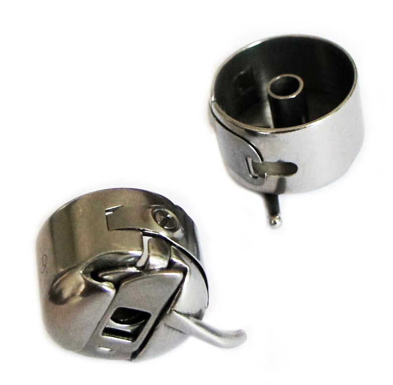 Two TOWA bobbin cases for domestic sewing machines on a white background.