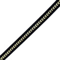 Elegant black and gold velvet ribbon trim, 10mm wide.