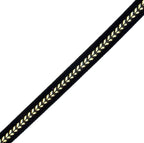 Elegant black and gold velvet ribbon trim, 10mm wide.
