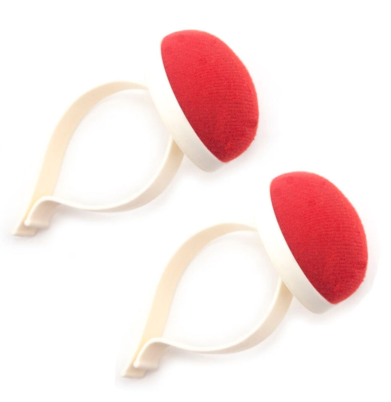 Two easy-to-wear wrist pin cushions in vibrant colours.
