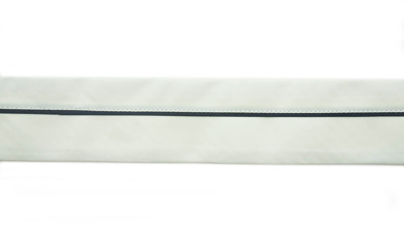 Classic white tailor waist band displayed on a flat surface.