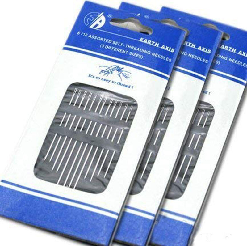 Pack of 2 self threading needles in three different sizes