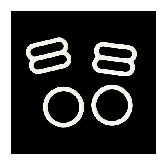 Close-up of white nylon coated metal lingerie rings