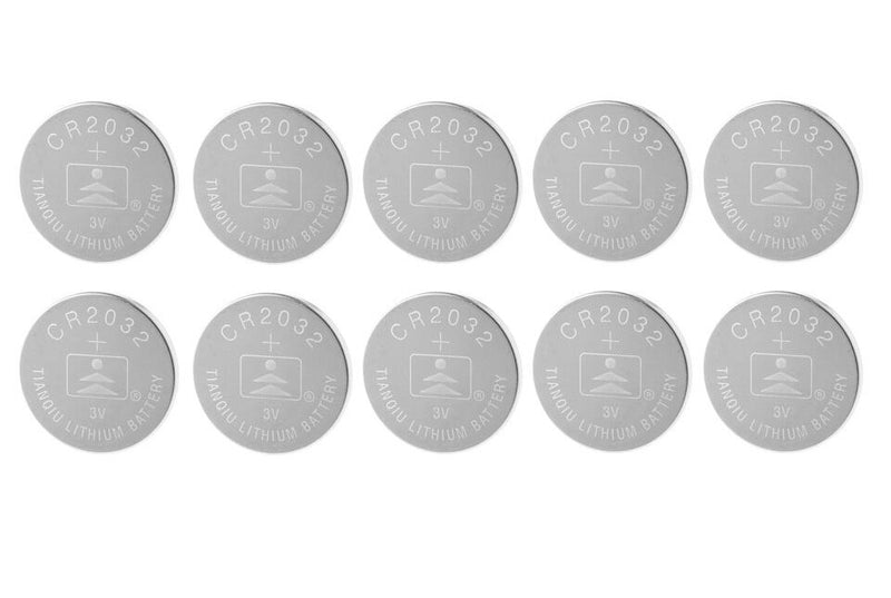 Five CR2032 3V coin batteries in packaging.