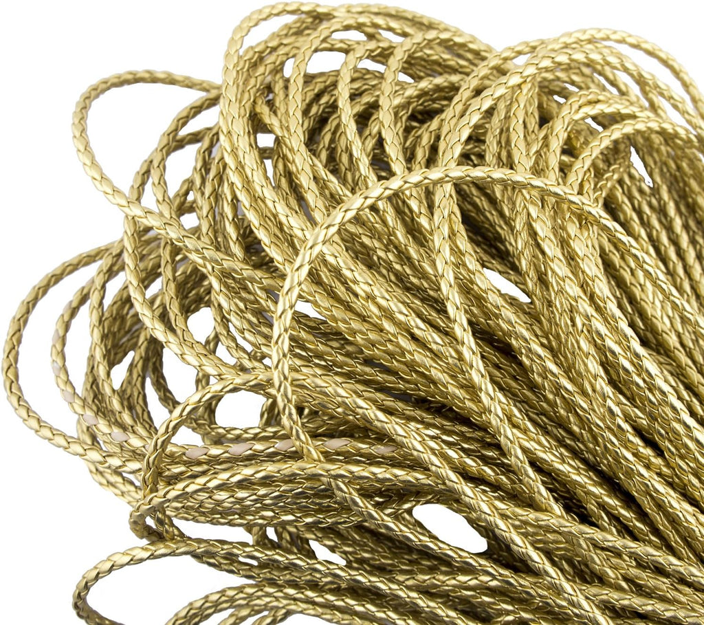 3 metres of gold braided leatherette trim, 5mm diameter.
