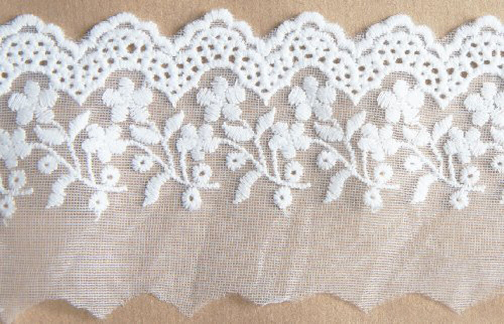 Roll of white lace borders with an 80mm drop.