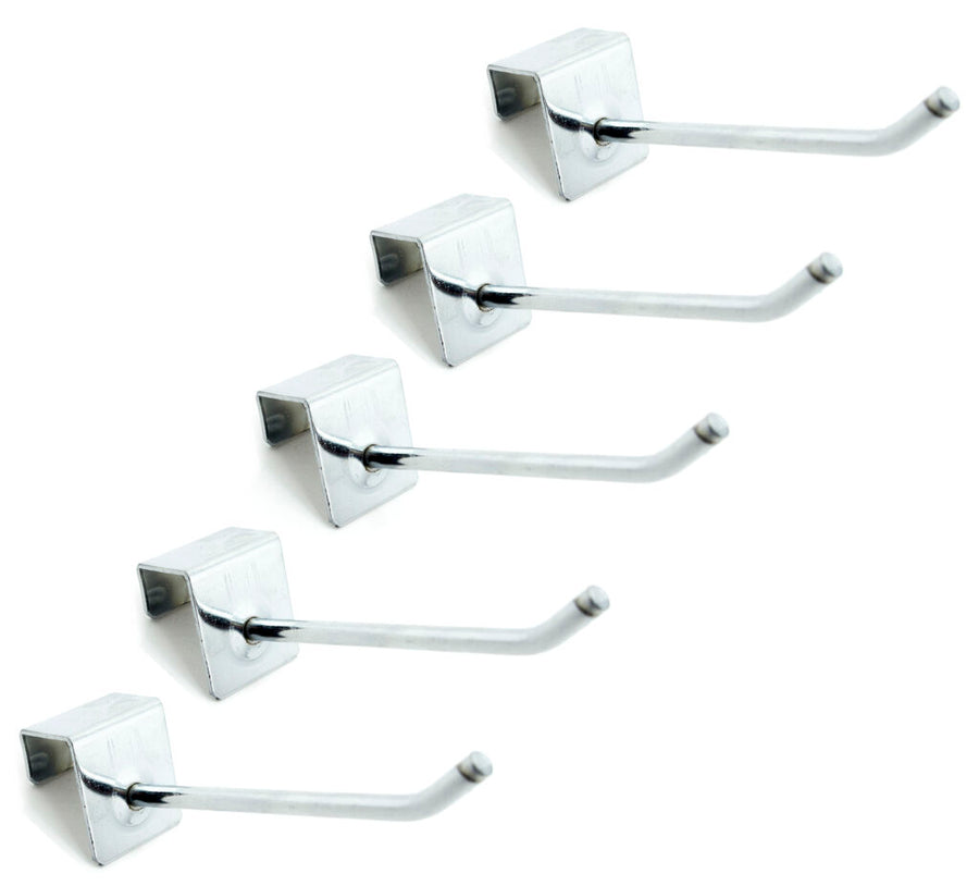 10cm Slatwall Euro Hooks - Arm Retail Shop Display - pack of 5 (SRM02 Heavy Duty Square Shape Backplate)