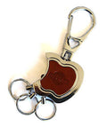 Brown leather triple loop torch buckle keyring
