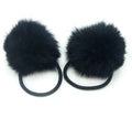 A Pair of Lovely Pom Pom Hair Bands, Decorative Pom Poms w/Band - 2" pom pom (Black)