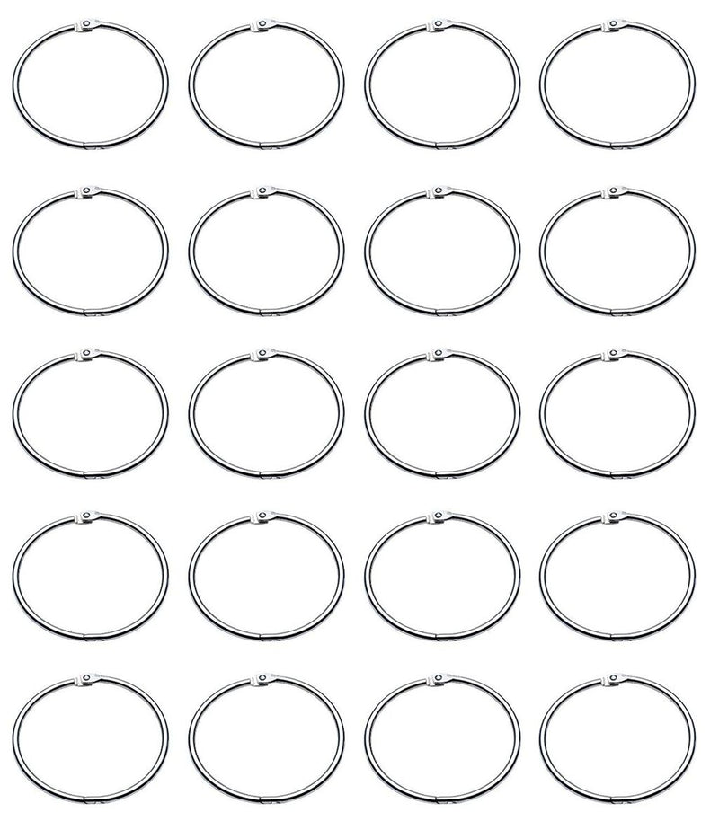 Three 4.1 inch nickel-plated steel binding O rings for book binding.