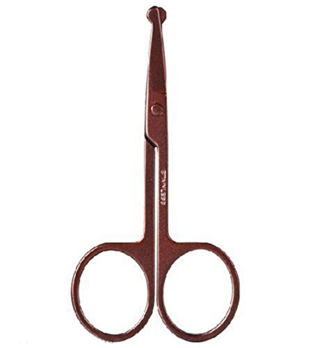 Two safe round head scissors for ear and nose grooming.