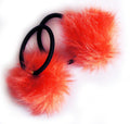 A Pair of Lovely Pom Pom Hair Bands, Decorative Pom Poms w/Band - 2 (Coral)