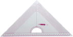 Close-up of the clear markings on the set square ruler