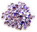 Pack of purple round hotfix diamante gems, 12mm size.