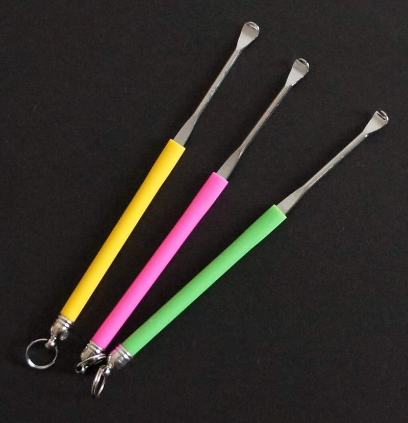 Three assorted colour earpicks displayed with keyrings