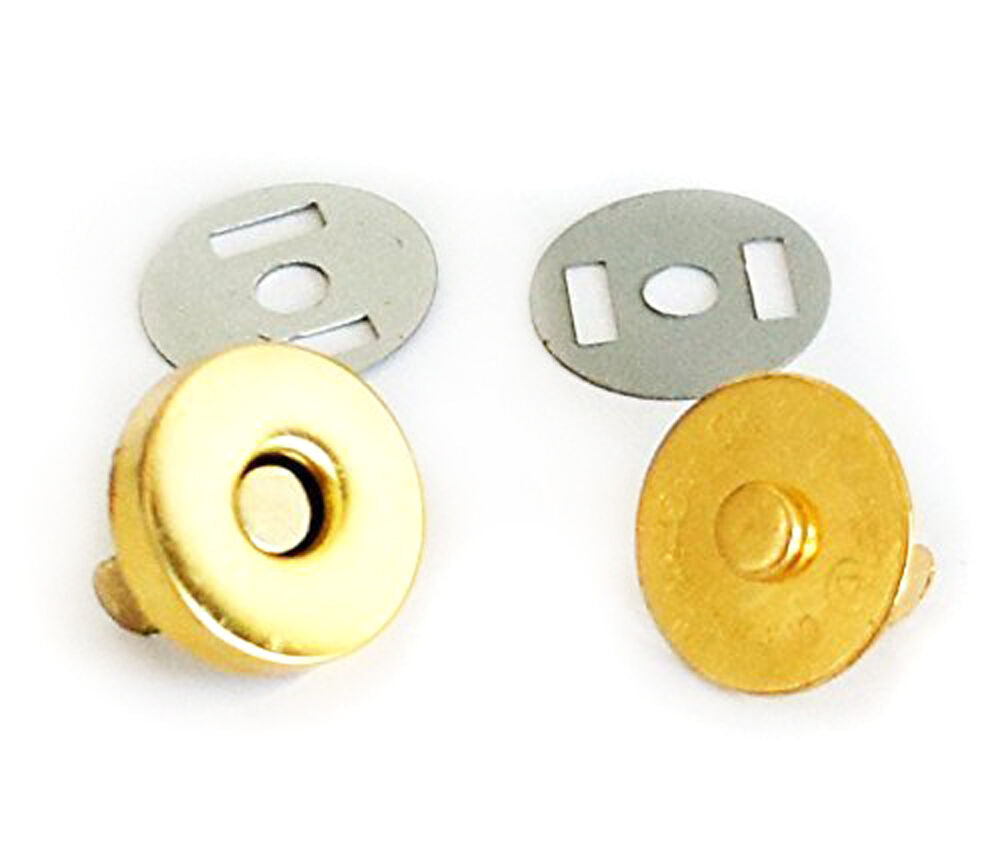 Set of 6 gold magnetic buttons for snap bags, 18mm size.