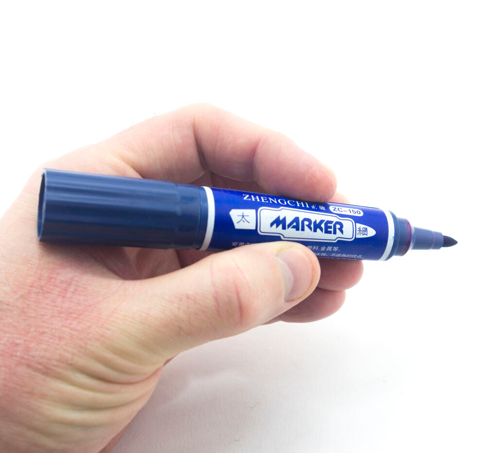Permanent Marker, Double Side, Thick- Thin, Pack of 2, Blue