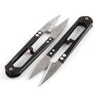 Side view of the snips highlighting ergonomic handles