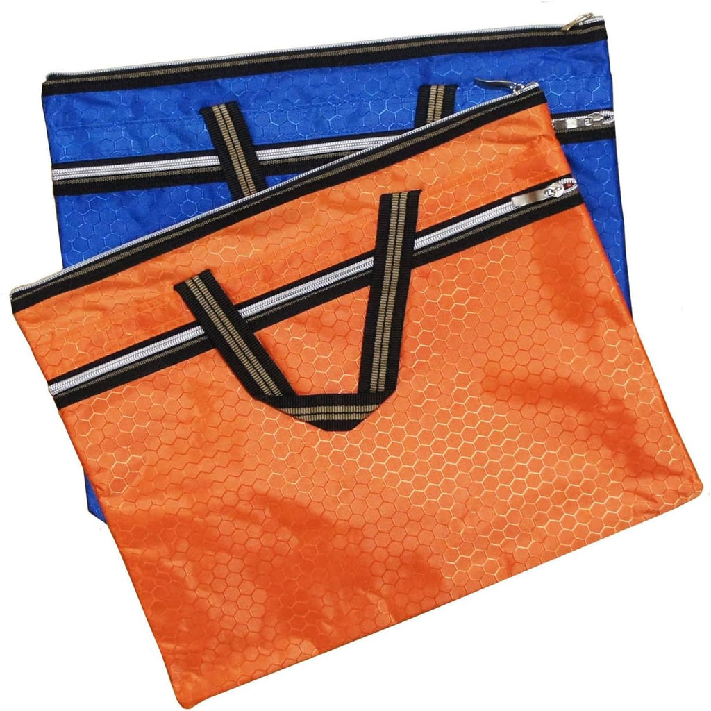 Close-up of tough waterproof zip file bag showcasing the hexagon design.