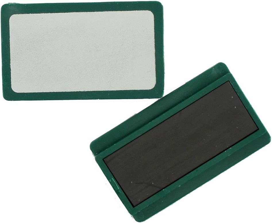 Magnetic Badge RBD Green Strong Write On Name Holder Plate 50x30 mm - Pack of 8