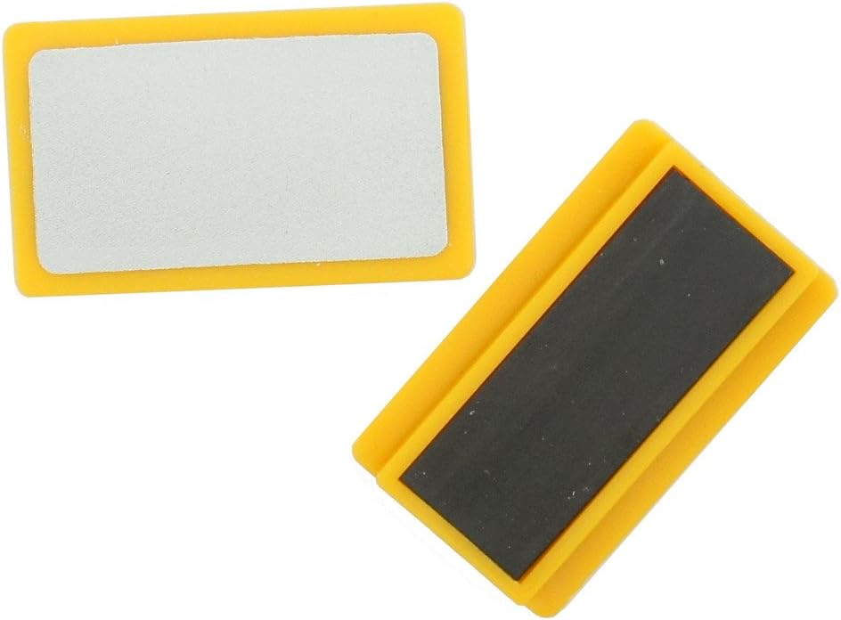 Magnetic Badge RBD Yellow Strong Write On Name Holder Plate 50x30 mm - Pack of 8