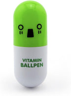 Retractable Pen Small Pocket Vitamin Ballpen Green - Pack of 2