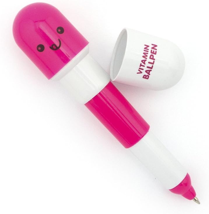 Retractable Pen Small Pocket Vitamin Ballpen Pink - Pack of 2