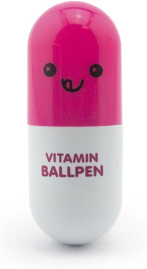 Retractable Pen Small Pocket Vitamin Ballpen Pink - Pack of 2